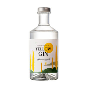 Bottle of Yellow Gin by Florian Rabanser, with label art evoking Garda Lake.