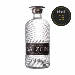Elegant glass bottle of Salzgin limited edition gin with a Falstaff rating of 96.