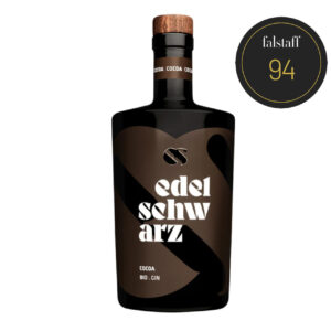 Edel Schwarz Cocoa Bio Gin bottle with Falstaff rating of 94.